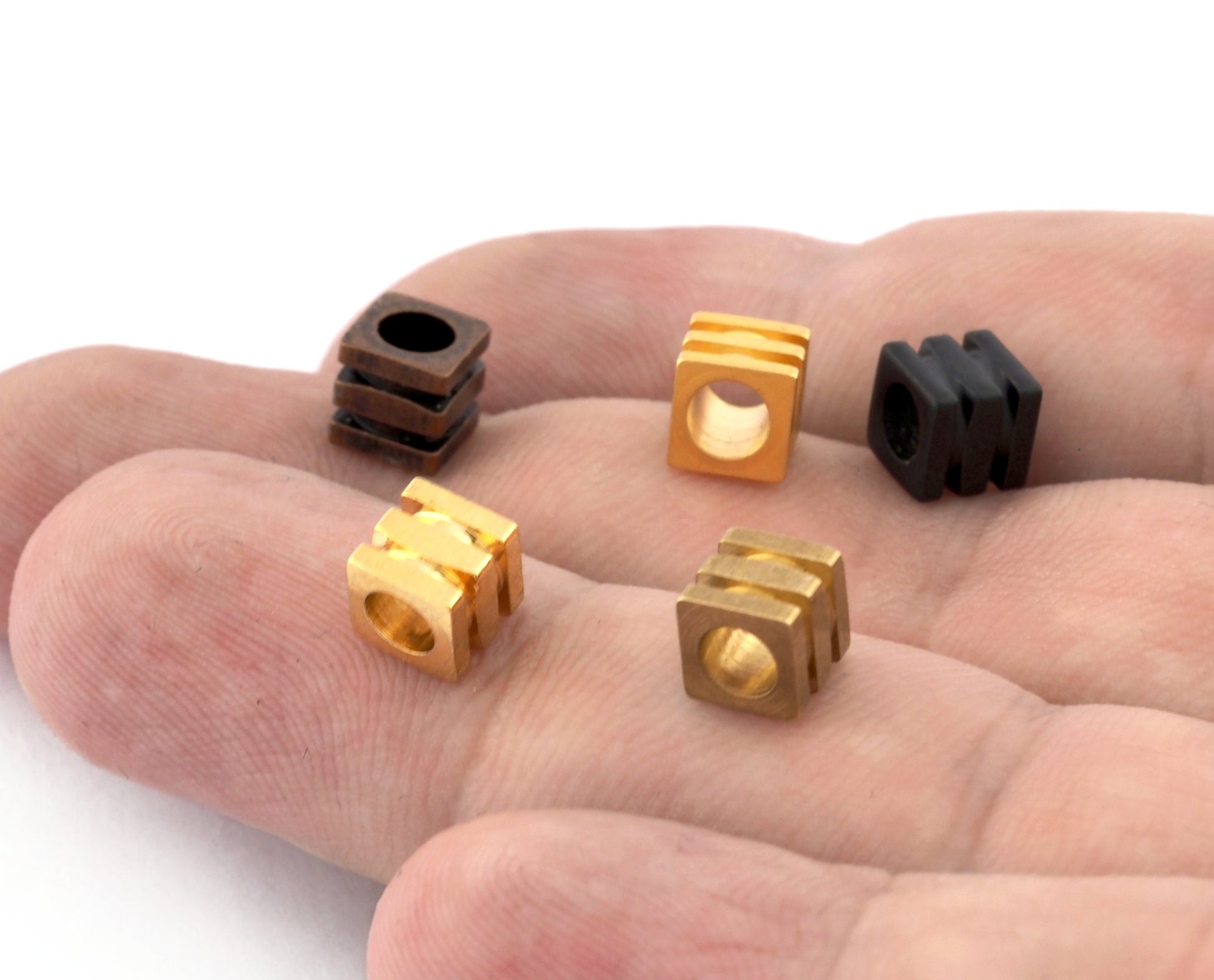 Cube Metal Beads brass spacer 6x6mm Cube Raw- Shiny gold - black painted - Antique copper - Matte gold (hole 4mm ) bead bab4 1831