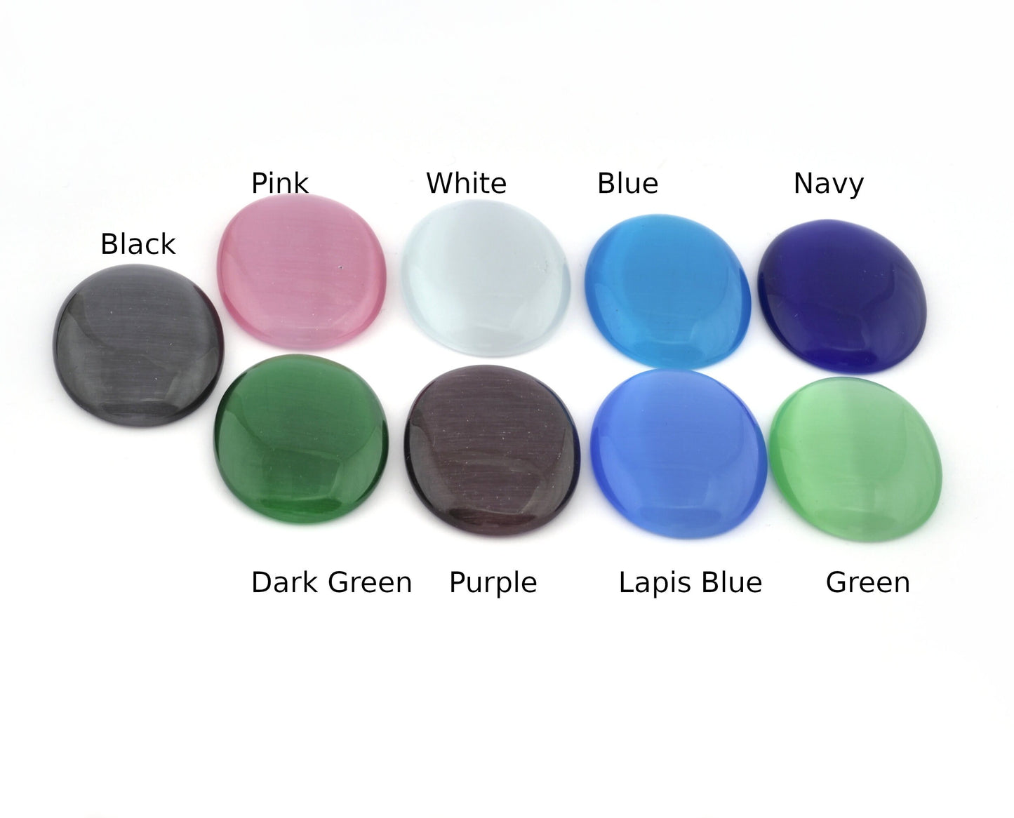 Cat Eye Glass Oval Dome Cabochon 30x40mm Black - Pink - White - Blue - Navy - D. Green - Purple - Lapis Blue Green - cab25