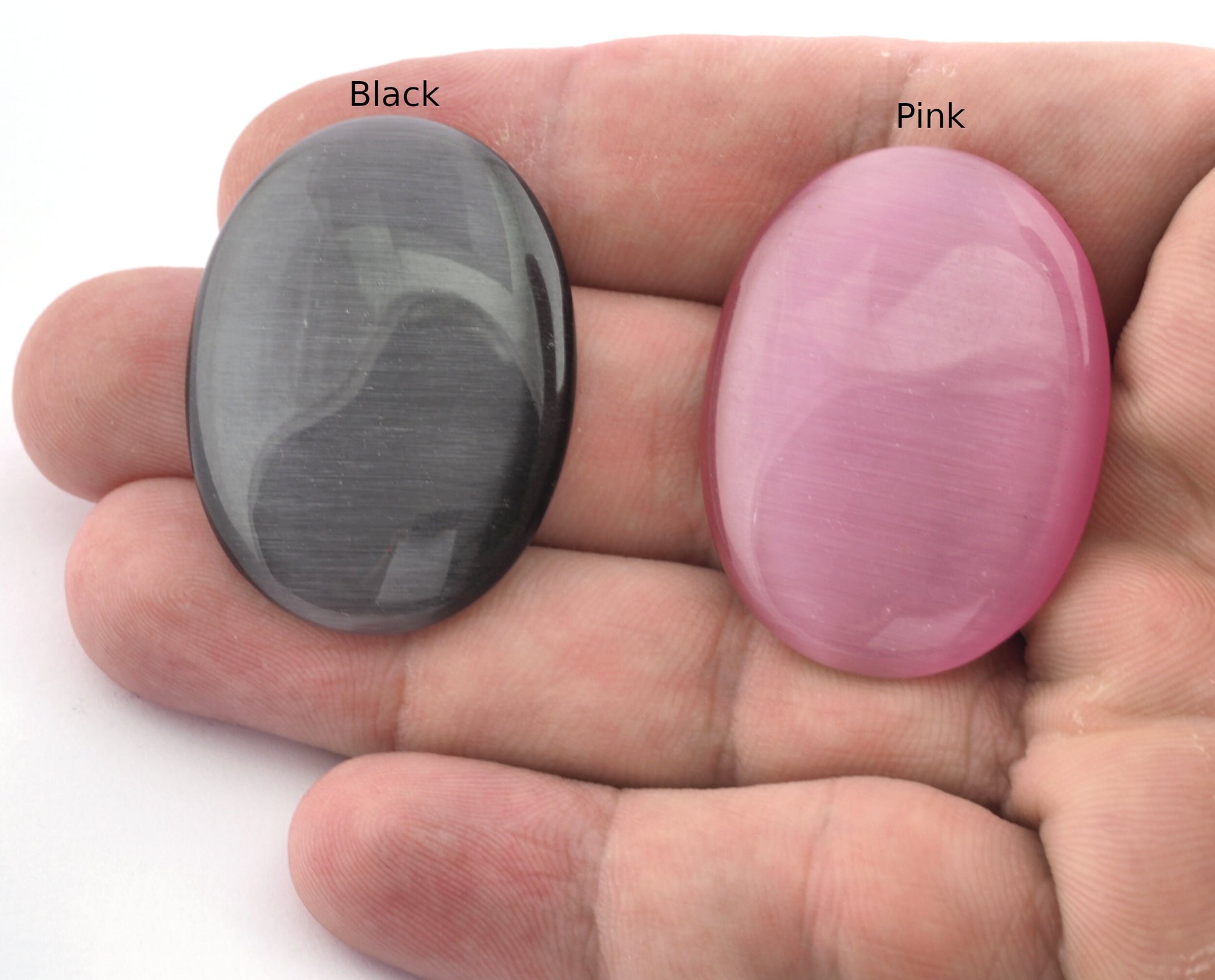 Cat Eye Glass Oval Dome Cabochon 30x40mm Black - Pink - White - Blue - Navy - D. Green - Purple - Lapis Blue Green - cab25