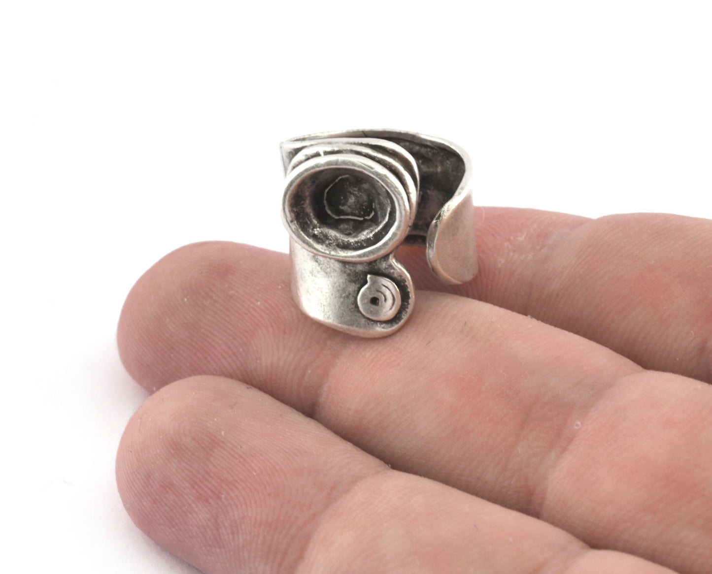 Ring Adjustable Ring Bezel - Antique Silver Plated Brass (17mm 6.5US inner size - Adjustable ) OZ2365 ring23