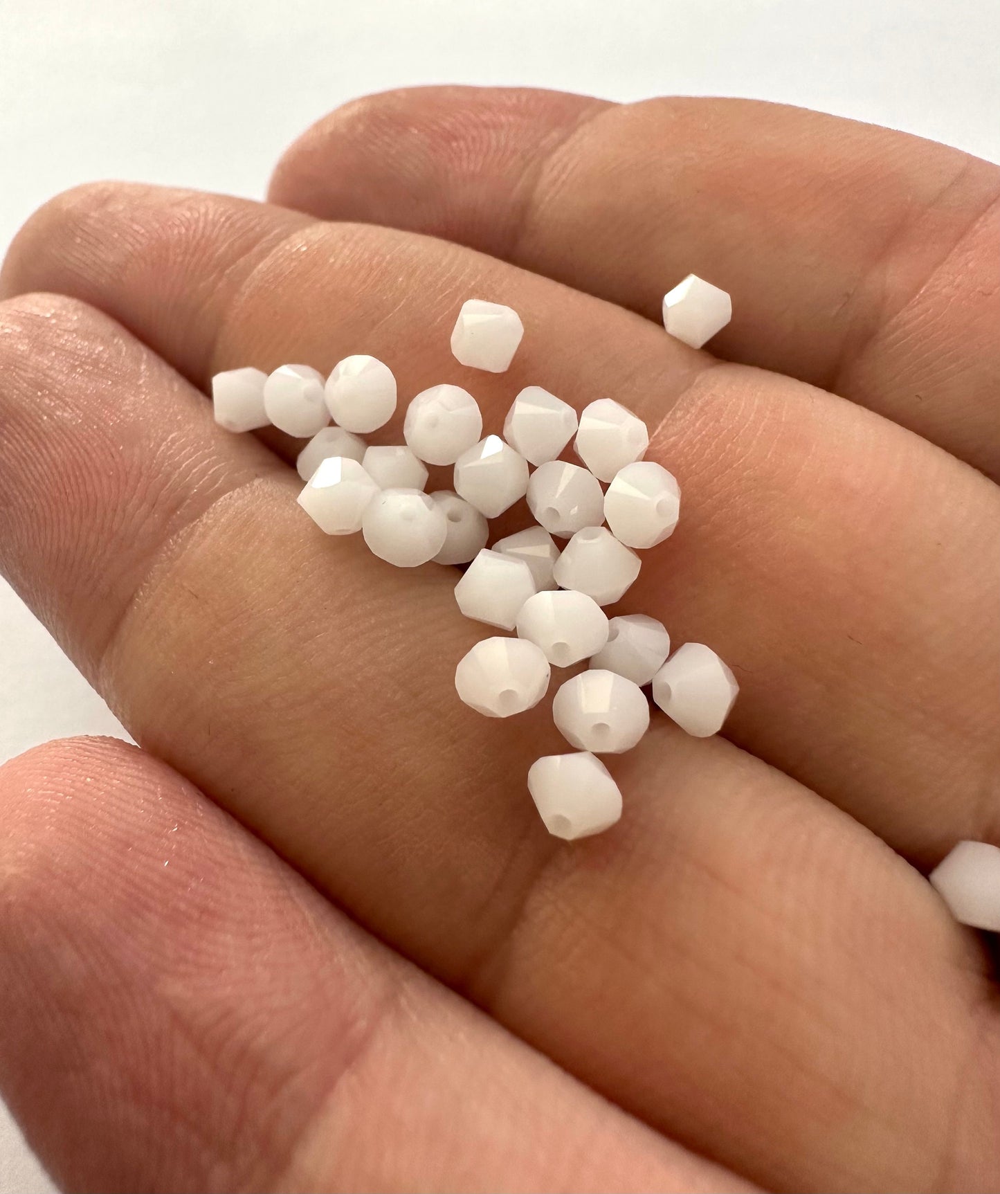 Swarovski Beads Crystal 5301 4mm XILION Bi Cone 281 (White Alabaster ) Bicones S413-281