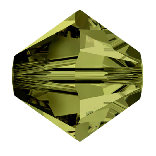 Swarovski Beads Crystal 5301 4mm XILION Bi Cone 228 (Olivine) Bicones S414-228