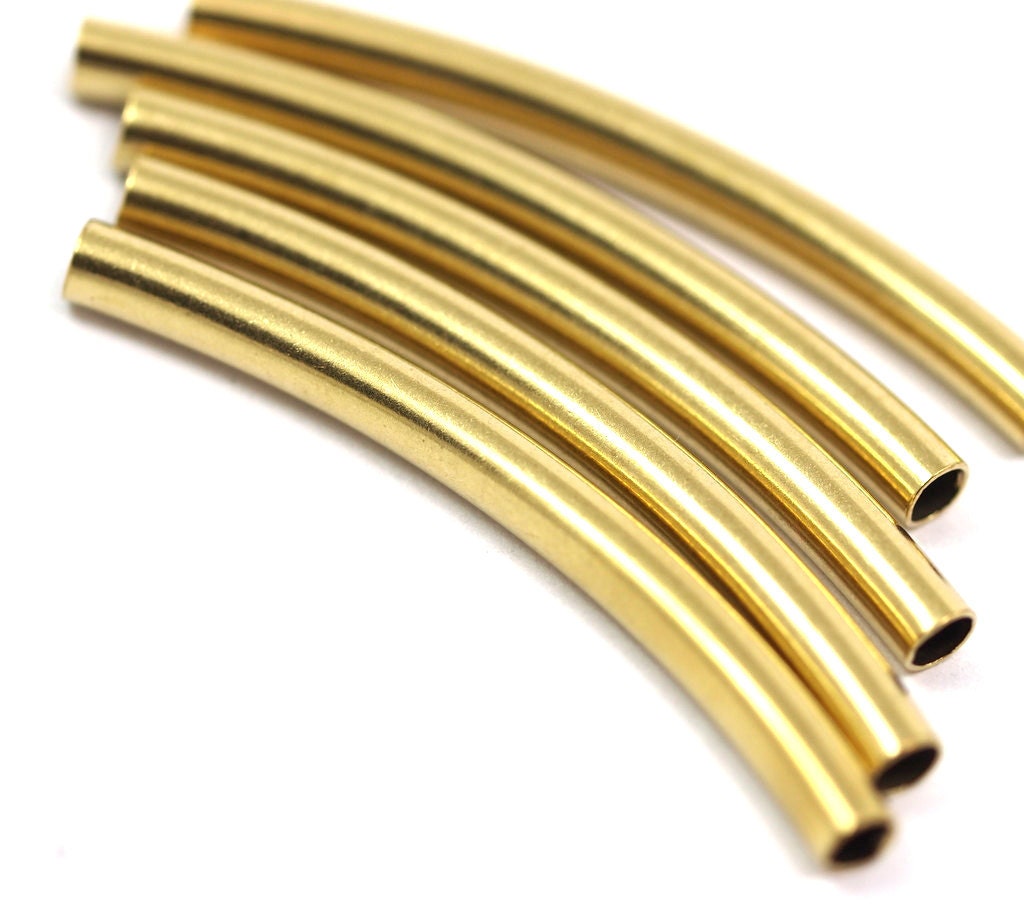10 Pcs Raw Brass Curved Tube 42x3.5mm (hole 2.8mm) E4235C90 943