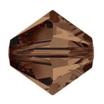 Swarovski Beads Crystal 5301 4mm XILION Bi Cone 220 (Smoked Topaz ) Bicones S416-220