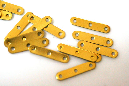 3 hole connector 120 Pcs Raw Brass 4x18mm 5/32"x5/64" Charms ,Findings 344R-30 tmlp