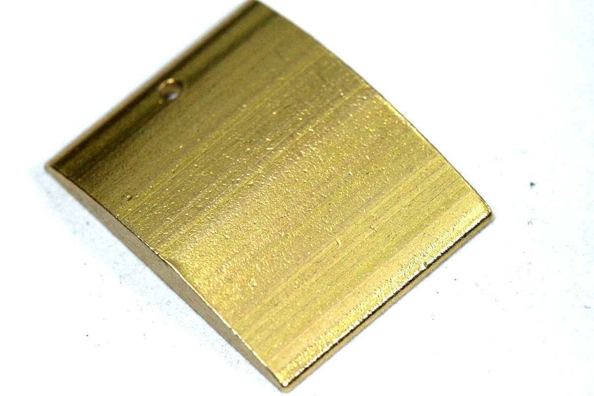 Rectangle shape pendant 2 pcs O123 Raw Brass 29x4x23mm 1,14" x0,16"x 0,9" finding rod industrial design (2mm 0,08" 12 gauge hole)