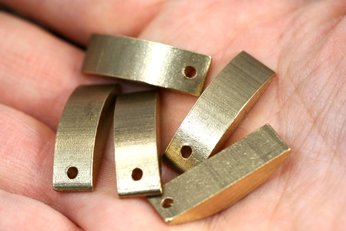Rectangle Pendant 2 pcs O37 Raw Brass pendant 24x4,7x7mm 0,94" x0,18"x 0,275" finding rod industrial design (2mm 0,08" 12 gauge hole)