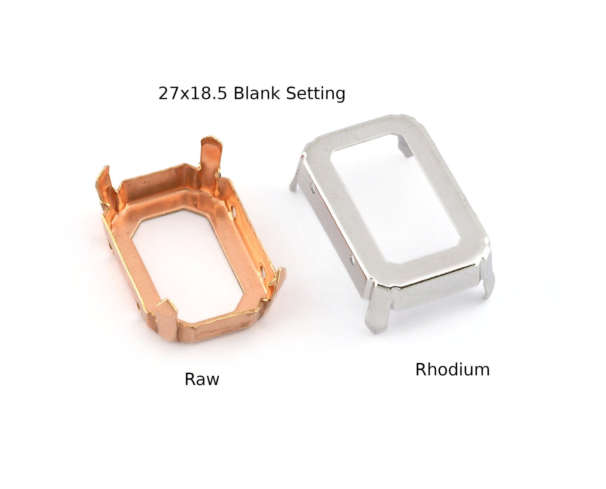 Rectangle Octagon Shape Setting Blank Bezel Raw, Rhodium (27x18.5mm Blank) Pendant for Octagon Gemstone Findings 2087
