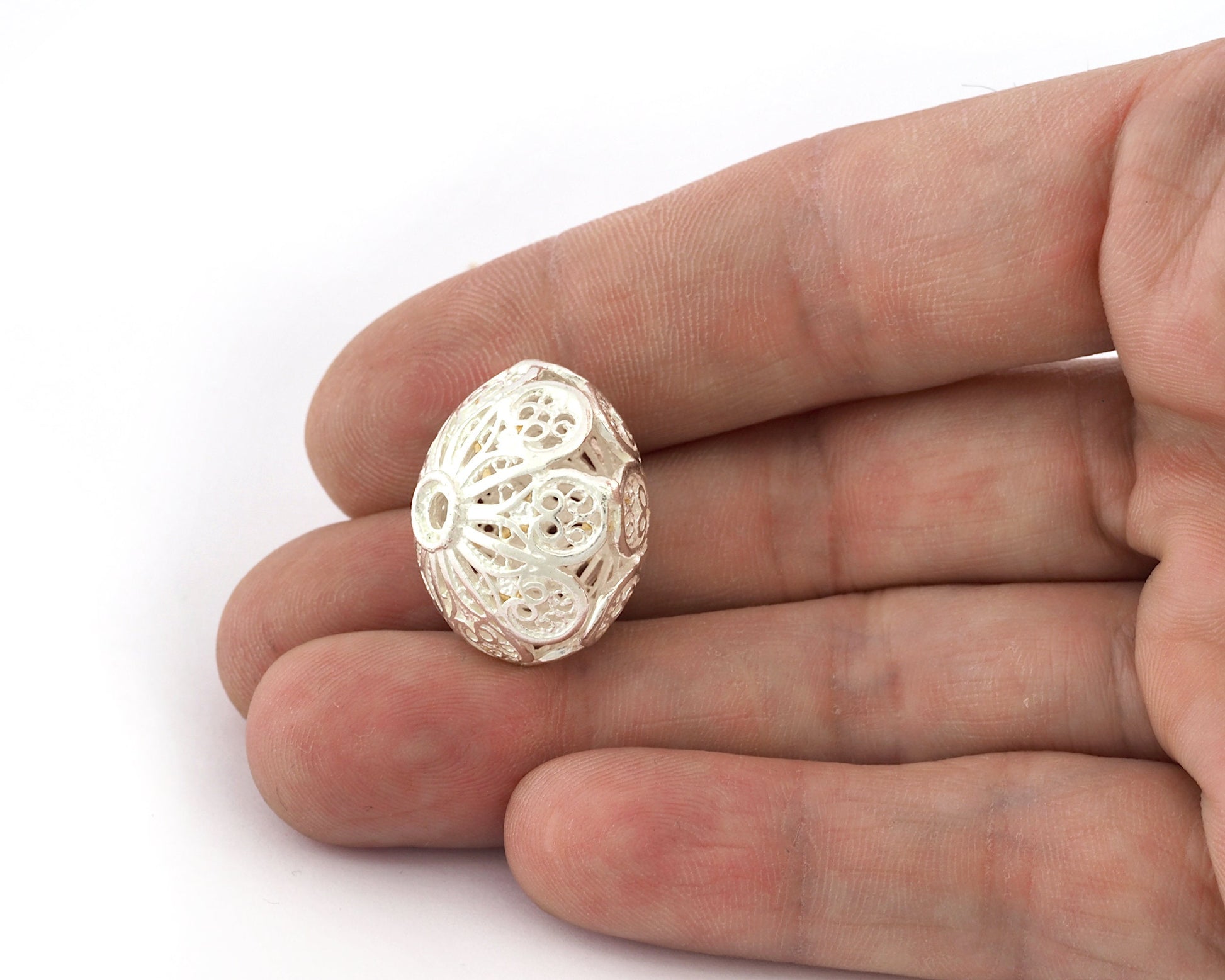 Flower Spheroid Sphere Ball Spacer Beads, Connector Brass Shiny Gold Plated, Antique Silver, Shiny Silver Plated 23x18mm bab2 S423