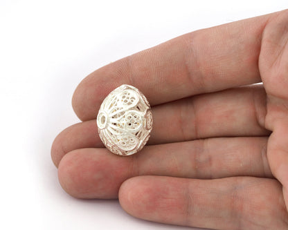 Flower Spheroid Sphere Ball Spacer Beads, Connector Brass Shiny Gold Plated, Antique Silver, Shiny Silver Plated 23x18mm bab2 S423