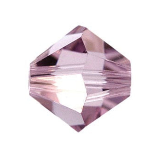 Swarovski Beads Crystal 5301 4mm XILION Bi Cone 212 (Light Amethyst) Bicones S414-212