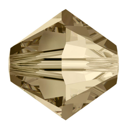 Swarovski Beads Crystal 5301 4mm XILION Bi Cone 001GSHA (Crystal Golden Shadow ) Bicones S416-001GSHA