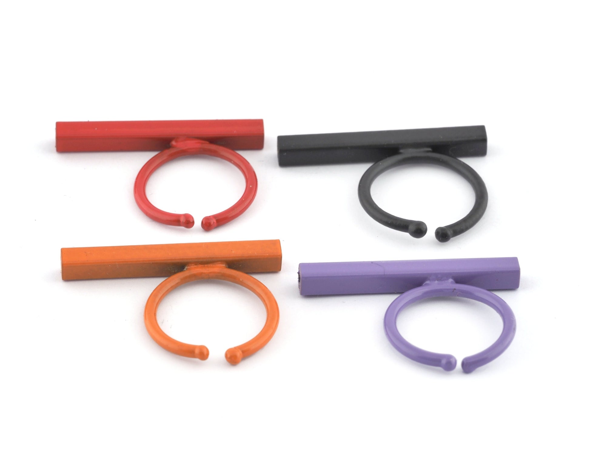 Square Tube Adjustable Ring Blank Red - Black - Orange - Purple Brass Painted (34.5 mm Tube ) 5079