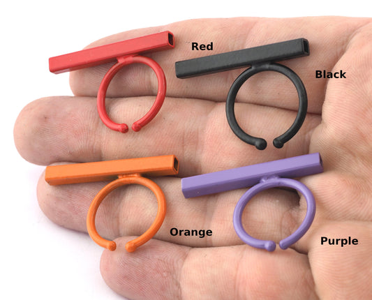 Square Tube Adjustable Ring Blank Red - Black - Orange - Purple Brass Painted (34.5 mm Tube ) 5079