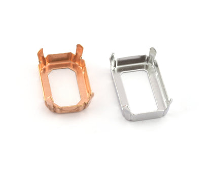 Rectangle Octagon Shape Setting Blank Bezel Raw, Rhodium (27x18.5mm Blank) Pendant for Octagon Gemstone Findings 2087