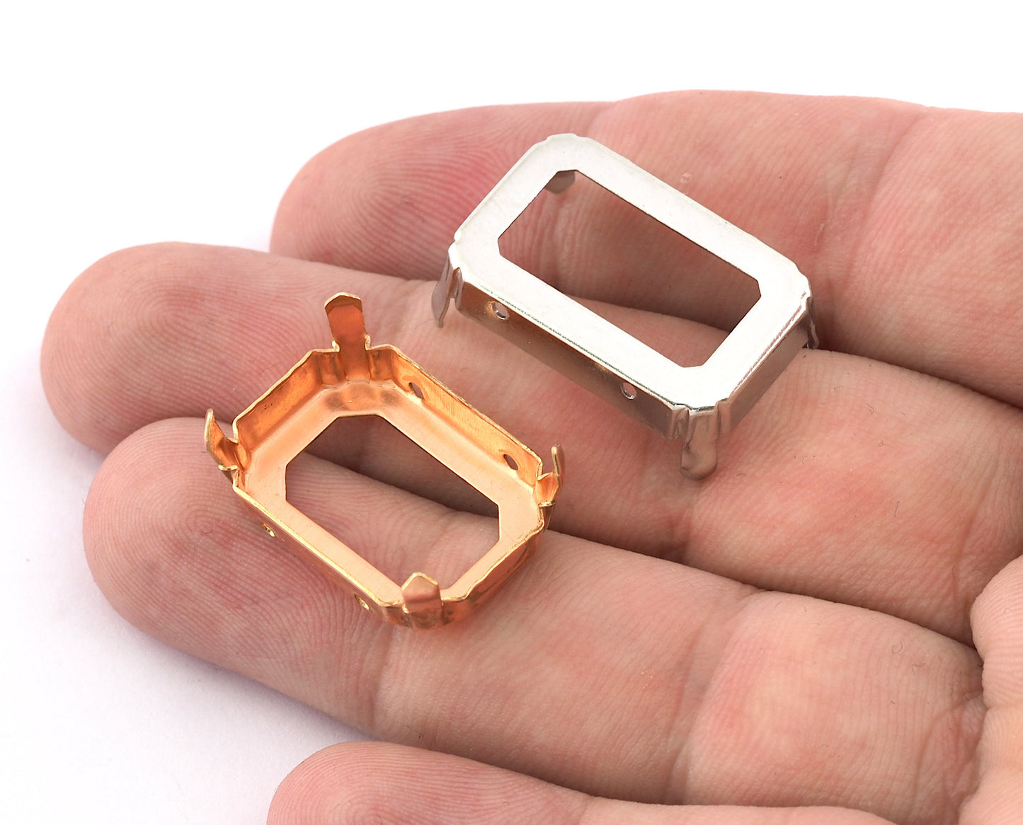 Rectangle Octagon Shape Setting Blank Bezel Raw, Rhodium (27x18.5mm Blank) Pendant for Octagon Gemstone Findings 2087