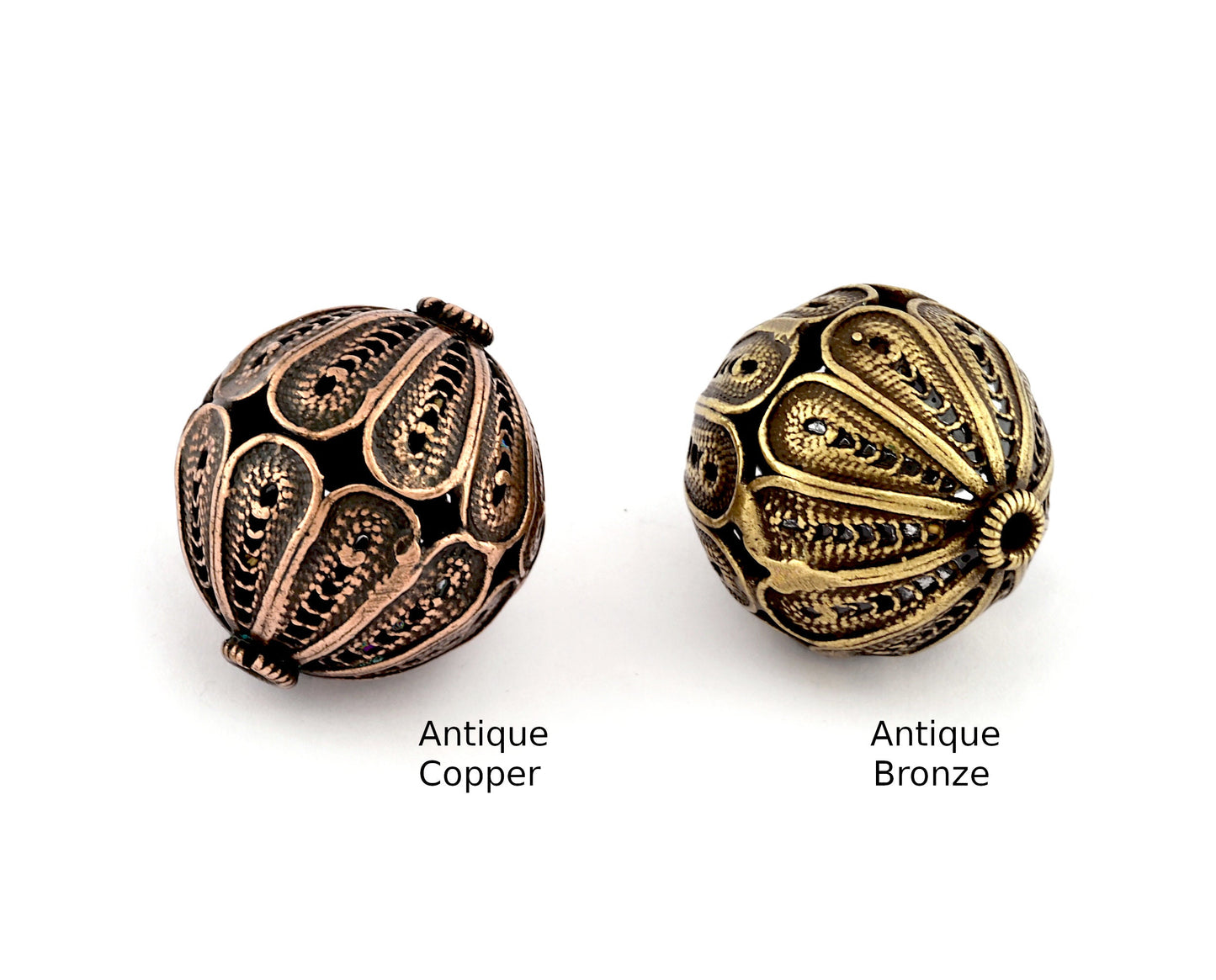 Flower Sphere Ball Round Spacer Beads, Connector Brass Antique Copper, Antique Bronze 22mm bab2 S422