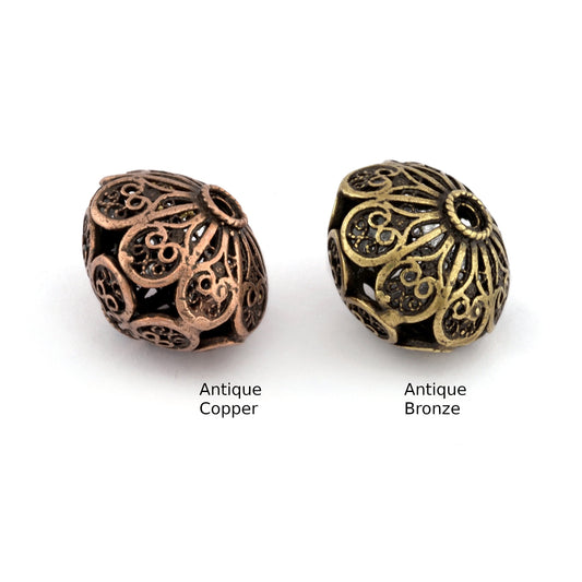 Flower Spheroid Sphere Ball Spacer Beads, Connector Brass Antique Copper, Antique Bronze Plated 23x18mm bab2 S423