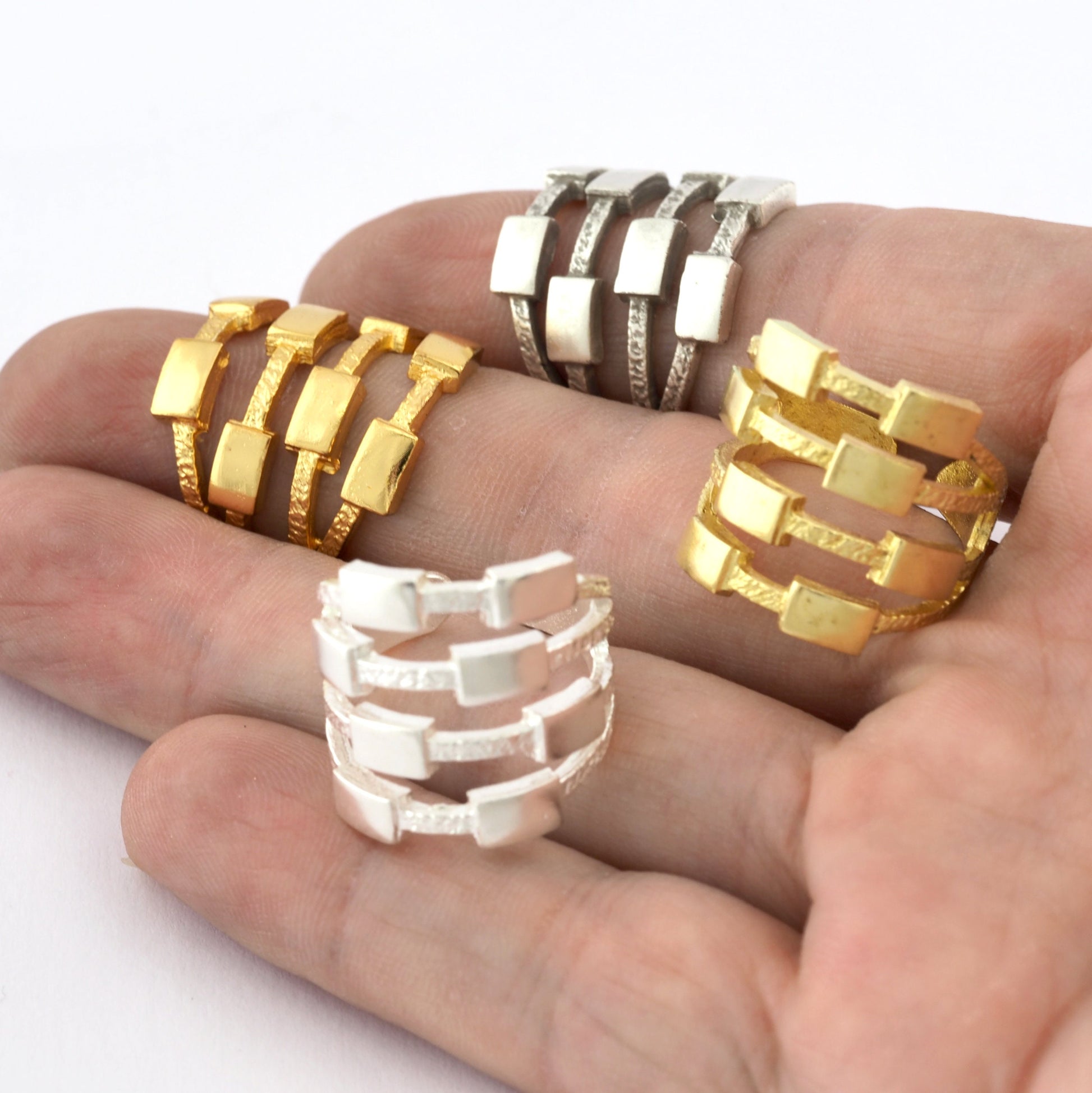 Rectangle Ring , Raw Brass,Antique Silver Shiny silver, Shiny gold plated Brass (8us) 5409