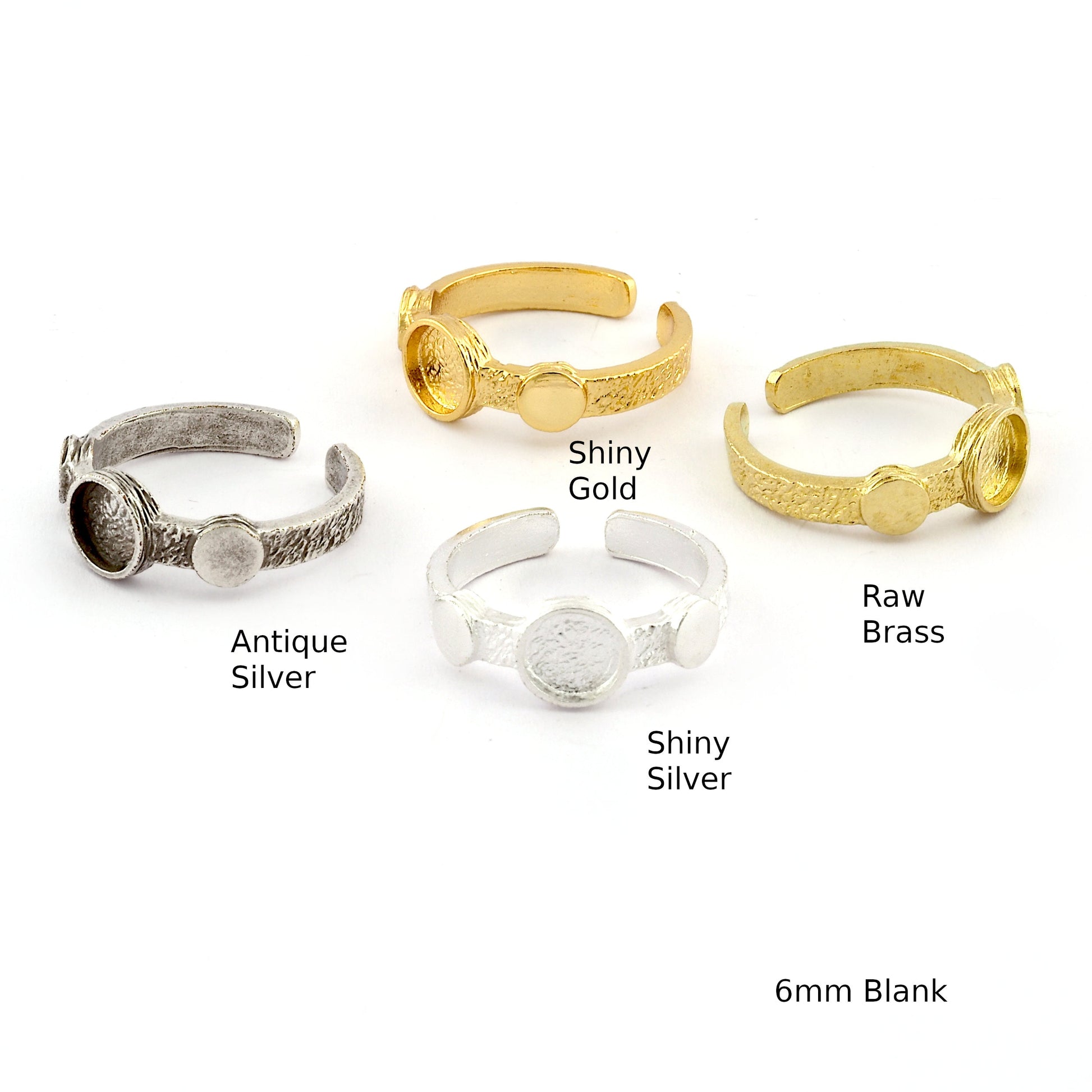 Round Blank Band Ring , Bezel Setting Blank Raw Brass,Antique Silver Shiny silver, Shiny gold plated Brass (6mm Blank ) 5410