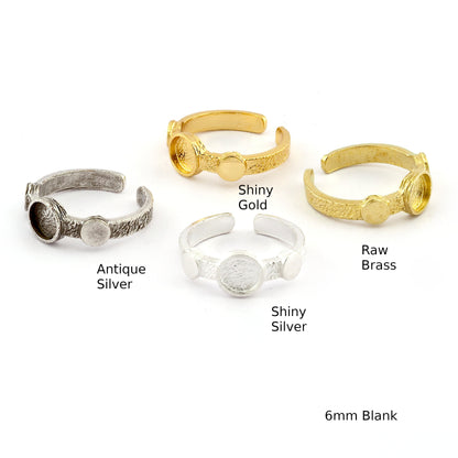 Round Blank Band Ring , Bezel Setting Blank Raw Brass,Antique Silver Shiny silver, Shiny gold plated Brass (6mm Blank ) 5410