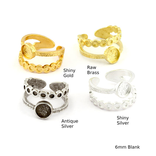 Band Ring , Bezel Setting Blank Raw Brass,Antique Silver Shiny silver, Shiny gold plated Brass (6mm Blank ) 5416