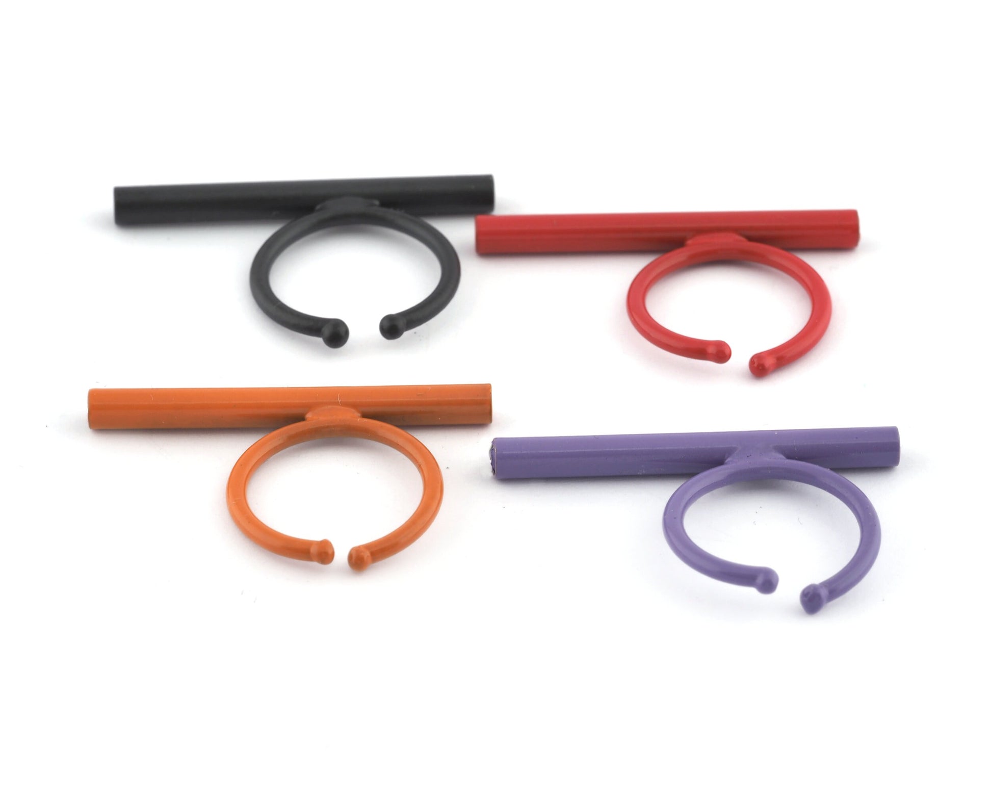 Round Tube Adjustable Ring Blank Black - Red - Orange - Purple Painted Brass (40 mm Tube ) 5080