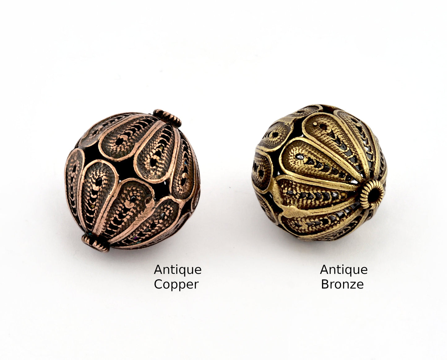 Flower Sphere Ball Round Spacer Beads, Connector Brass Antique Copper, Antique Bronze 22mm bab2 S422