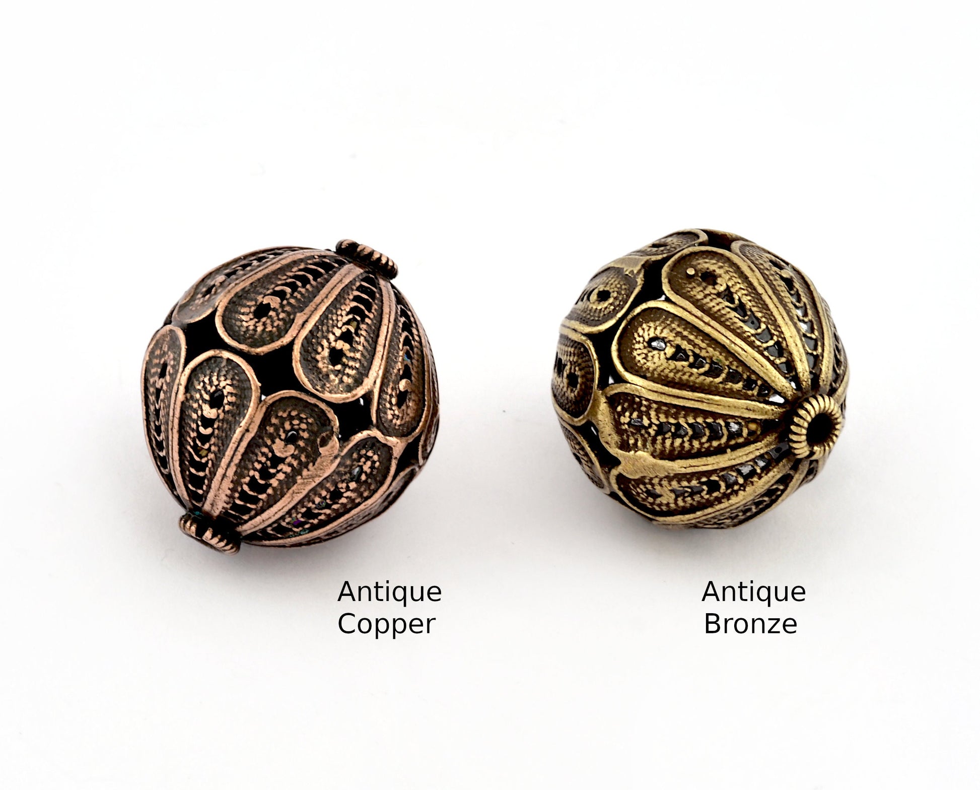 Flower Sphere Ball Round Spacer Beads, Connector Brass Antique Copper, Antique Bronze 22mm bab2 S422