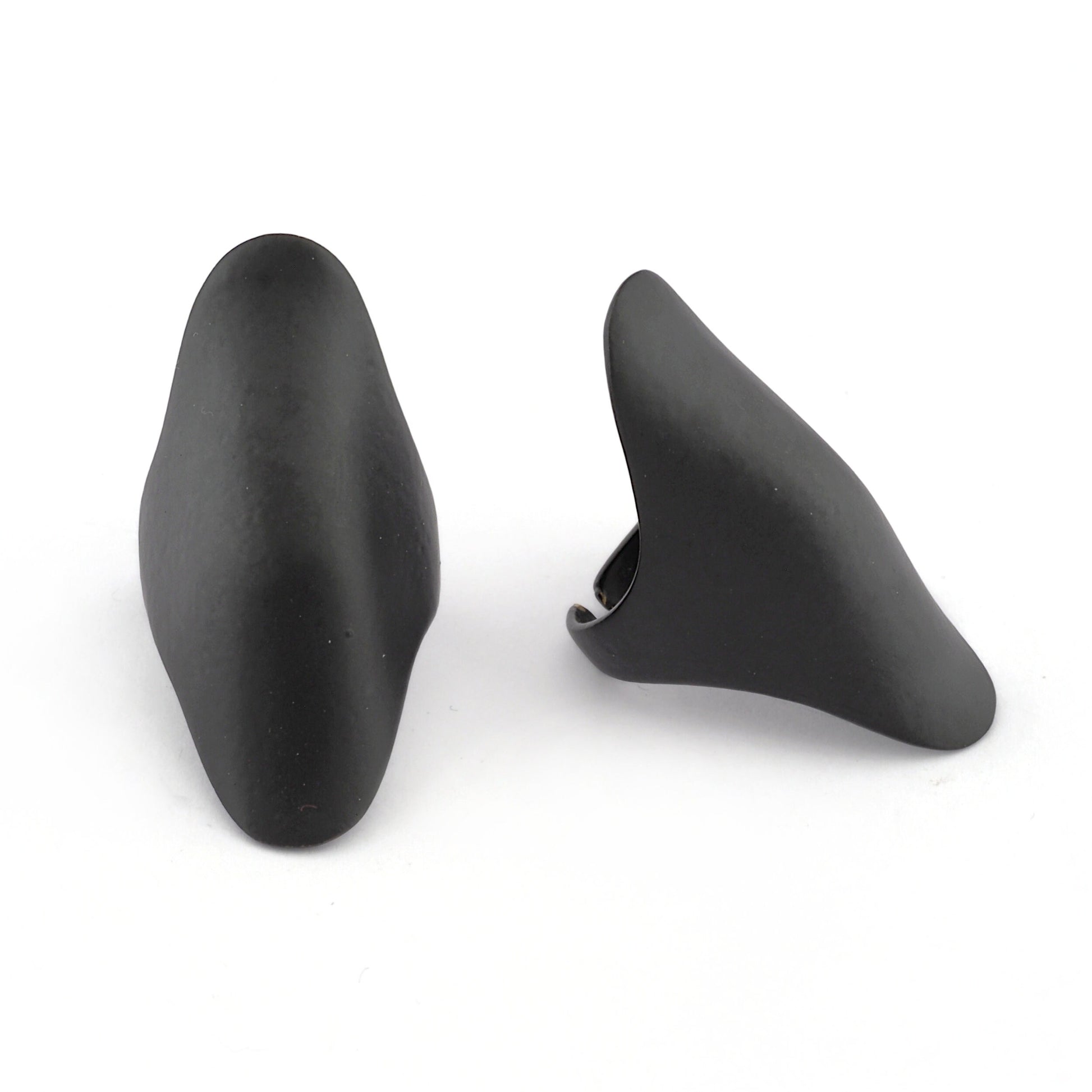 Long Domed Adjustable Ring Black Painted brass (16.5mm 6US inner size ) 4193