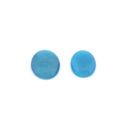 Oval Blue Synthetic Flat back Cats Eye Glass Cabochons Cab151