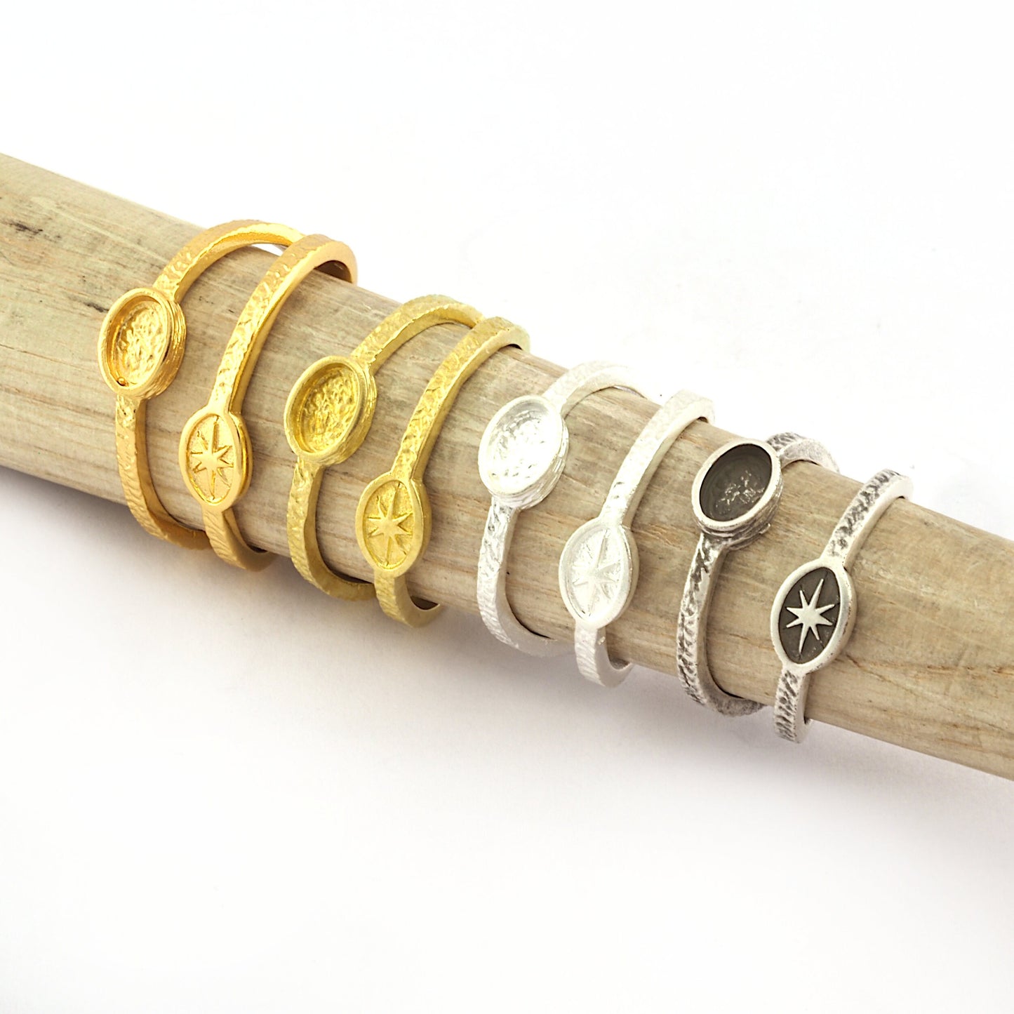 Star Band Ring , Bezel Setting Blank Raw Brass,Antique Silver Shiny silver, Shiny gold plated Brass (4x6mm Blank ) 5421