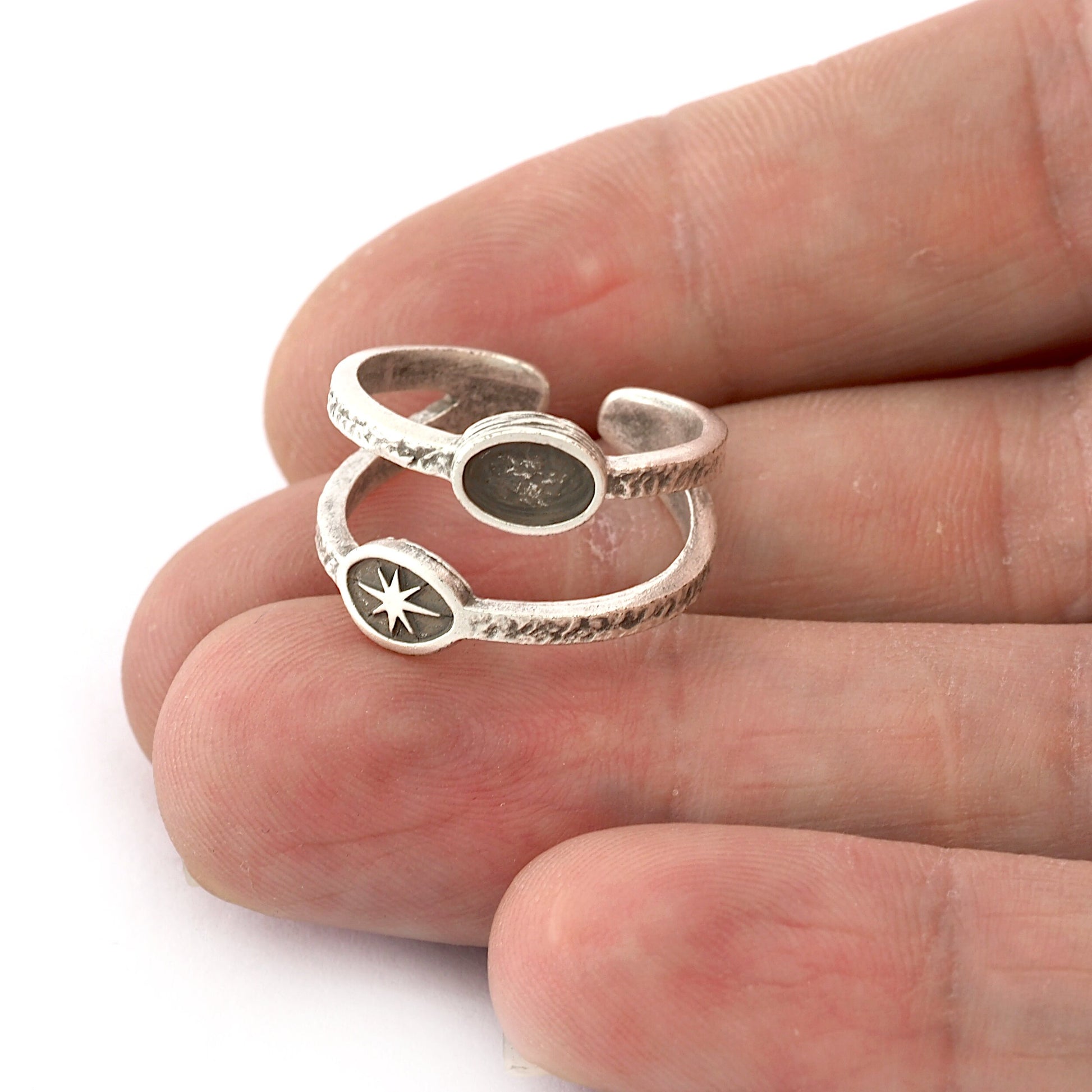 Star Band Ring , Bezel Setting Blank Raw Brass,Antique Silver Shiny silver, Shiny gold plated Brass (4x6mm Blank ) 5421