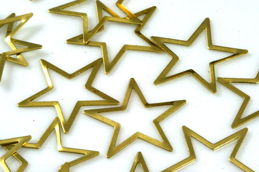 100 Pcs Raw Brass Star 24x23mm Charms ,Findings 725R-34