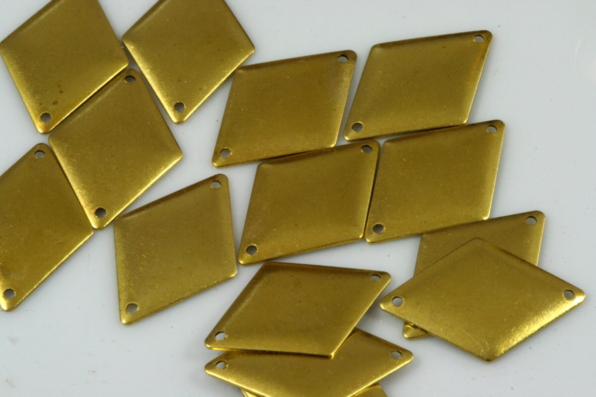 Raw Brass 16x24mm equilateral quadrangle shape charms 2 loop connector,Findings 24R-44