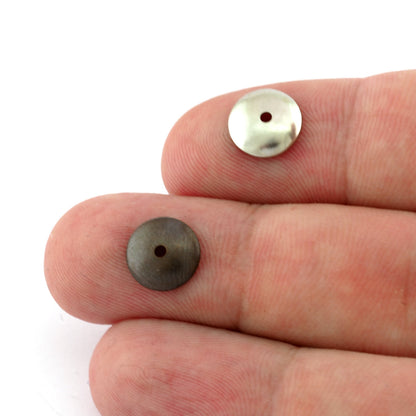 Round Dome Disc Brass, Matte gold, Silver Tone, Antique Copper 10mm cone circle middle hole charms, findings bead cap 0099