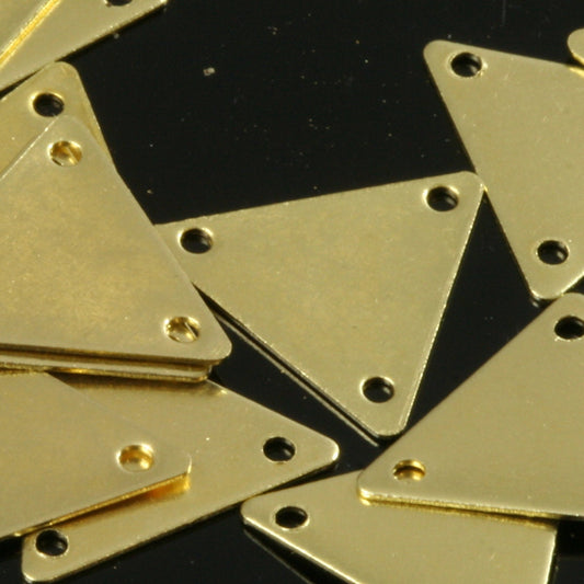 Triangle tag Charms Raw Brass 12x14mm with 3 hole 620R-34