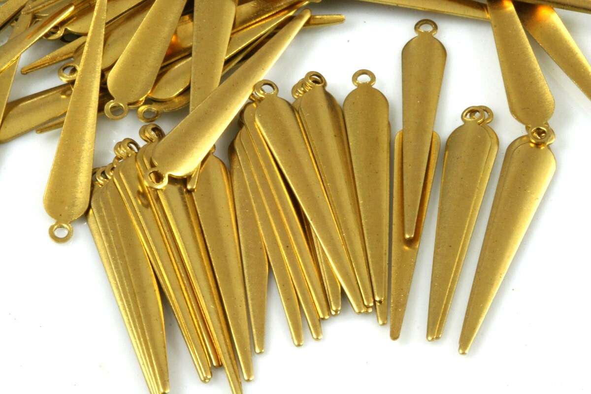 spike shape Charms ,Raw Brass 32x5mm Findings 286R-52