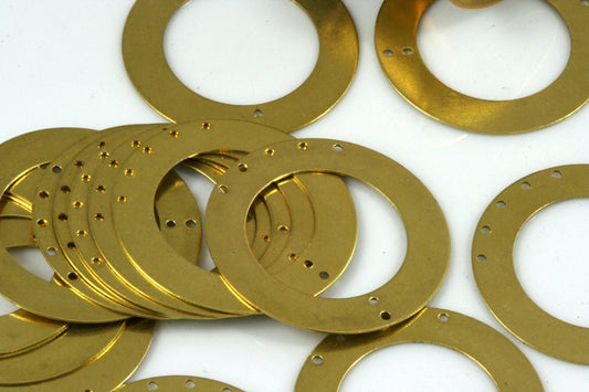 Raw Brass 38mm Circle Washer connector 7 hole Charms ,Findings 1R-54 