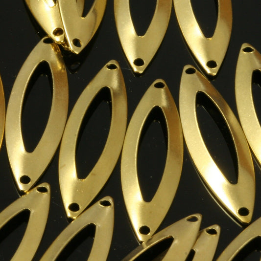 curved marquise 2 hole 80 pcs Raw Brass 8x32mm Charms ,Findings 500R-50