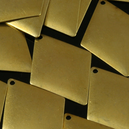 Diagonal raw brass equilateral quadrangle shape, 25x33mm charms , 1 loop charms, findings 23R-30