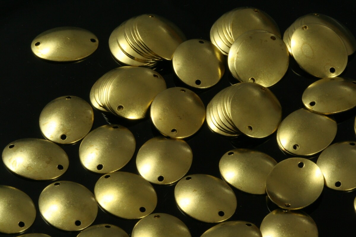 Curved Oval 2 hole connector 60 pcs Raw Brass 13x18mm Charms ,Findings 768R-42