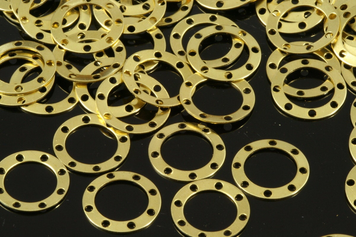 Cambered Circle 8 hole connector 500 Pcs Raw Brass 13mm Charms ,Findings 601R-110