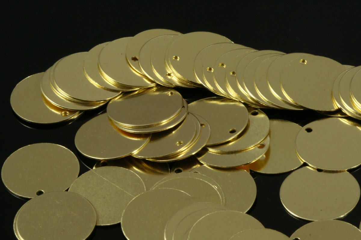 Raw Brass 16mm Circle tag Charms ,Findings 64R-40