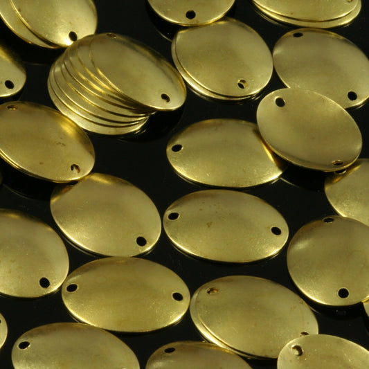 Curved Oval 2 hole connector 60 pcs Raw Brass 13x18mm Charms ,Findings 768R-42