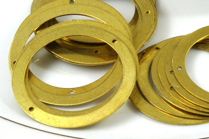 Circle two 2 hole connector 30 Pcs Raw Brass 40mm Charms ,Findings 6R-58