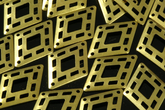 Raw Brass 16x24mm equilateral quadrangle shape charms 4 loop connector ,Findings 550R-46