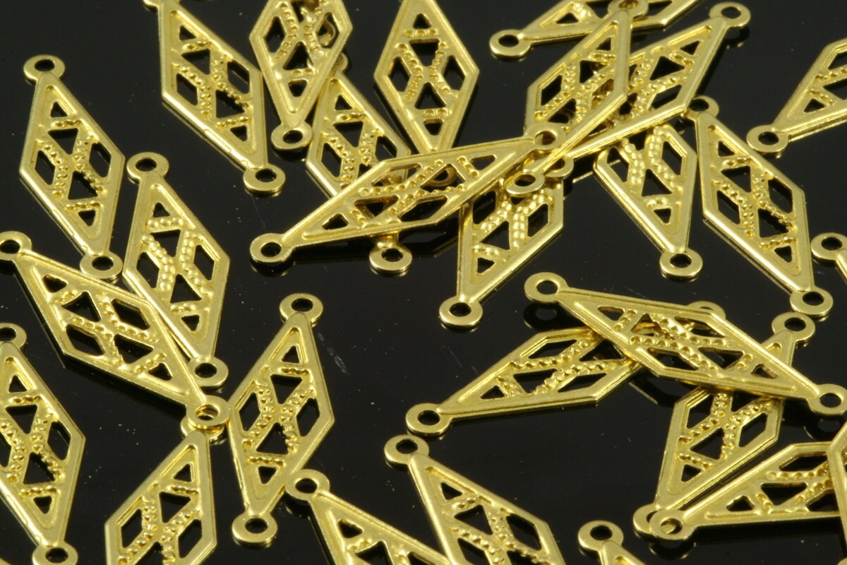 marquise 2 hole Charms Raw Brass 7x25mm ,connector Findings 440R-30 tmlp