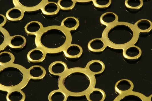 200 Pcs Raw Brass 12x12mm 4 loop Charms ,Findings 155R-34