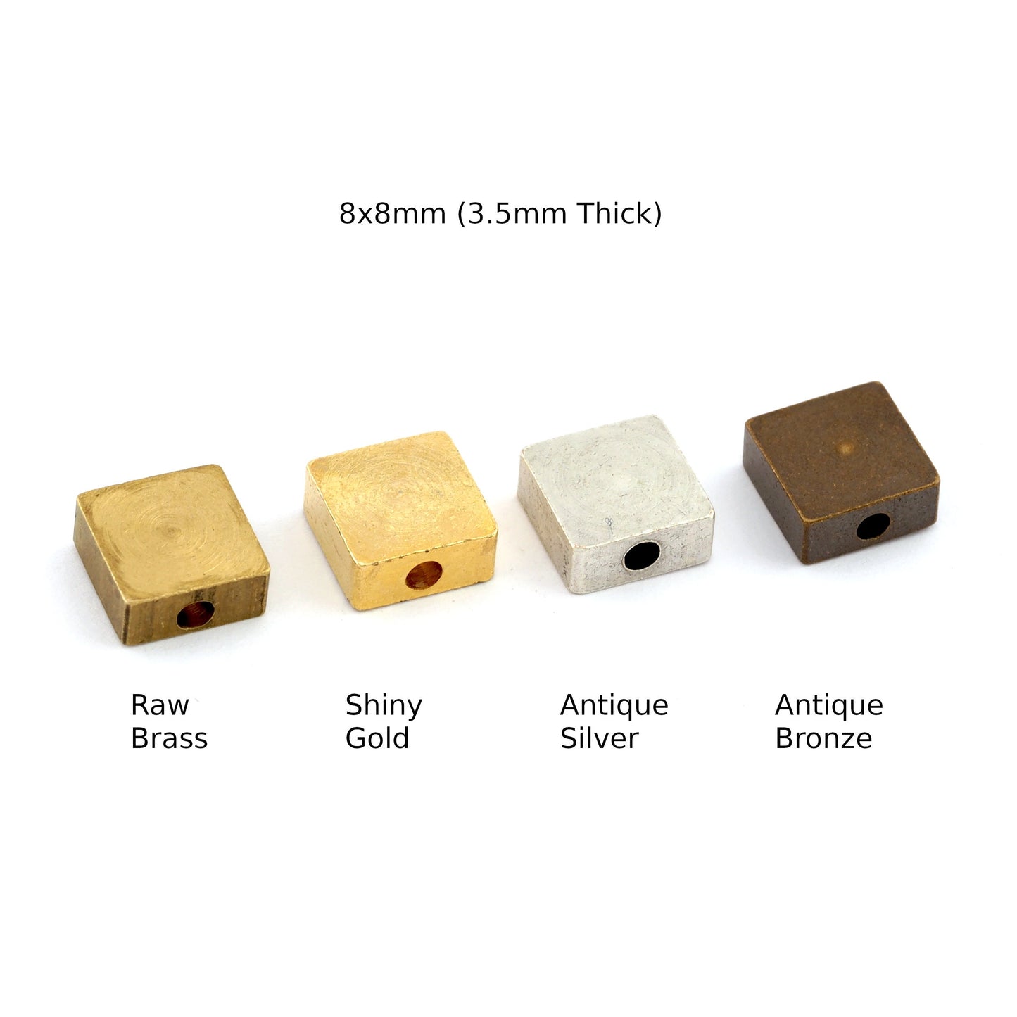 Square Cube for Jewelry Making stamping Raw Brass , Shiny Gold, Antique Silver, Antique Bronze 8x8mm 5/16"x5/16" charms, finding 1273